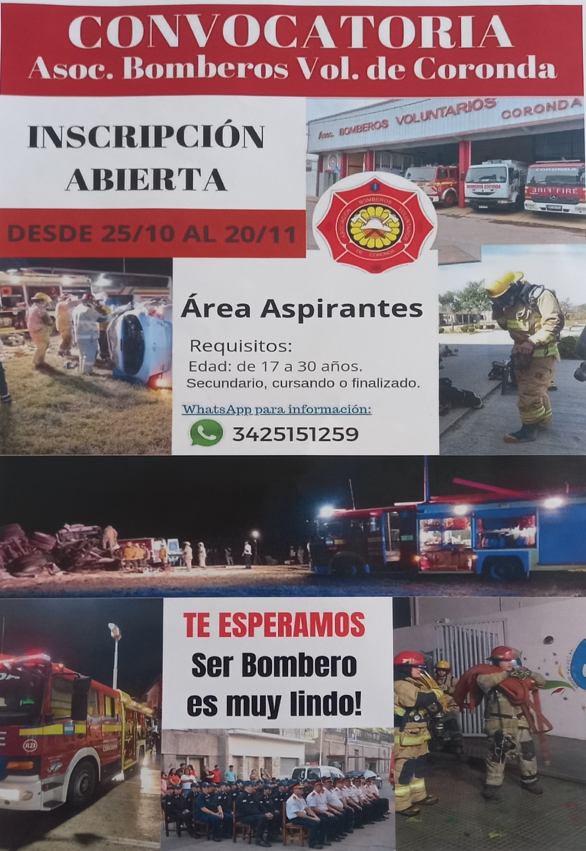 ¡Inscripción abierta para ser Bombero!