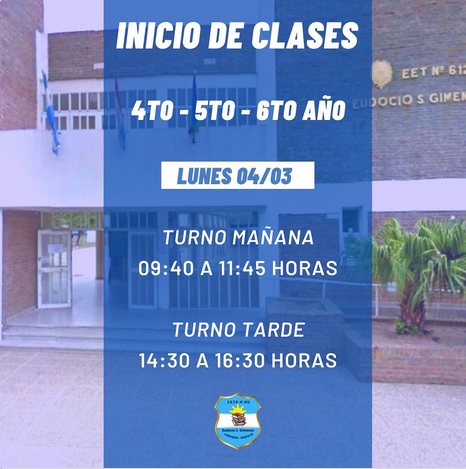 Inicio de clases 4°, 5° y 6° año