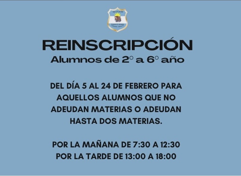 Reinscripción de estudiantes de 2° a 6° año